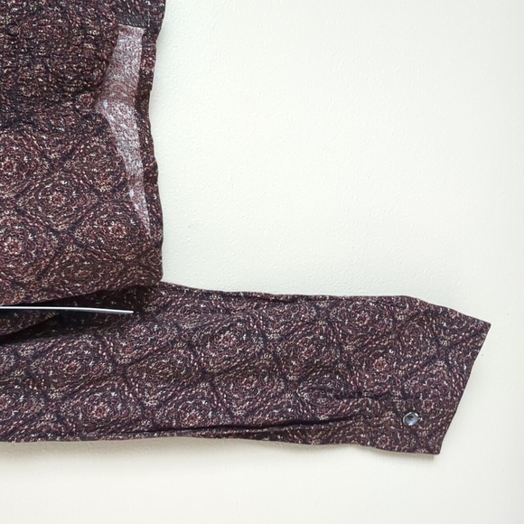 NWT Kirious Small Brown Button Front Shirt Top Long Sleeve Smocking - Picture 12 of 15